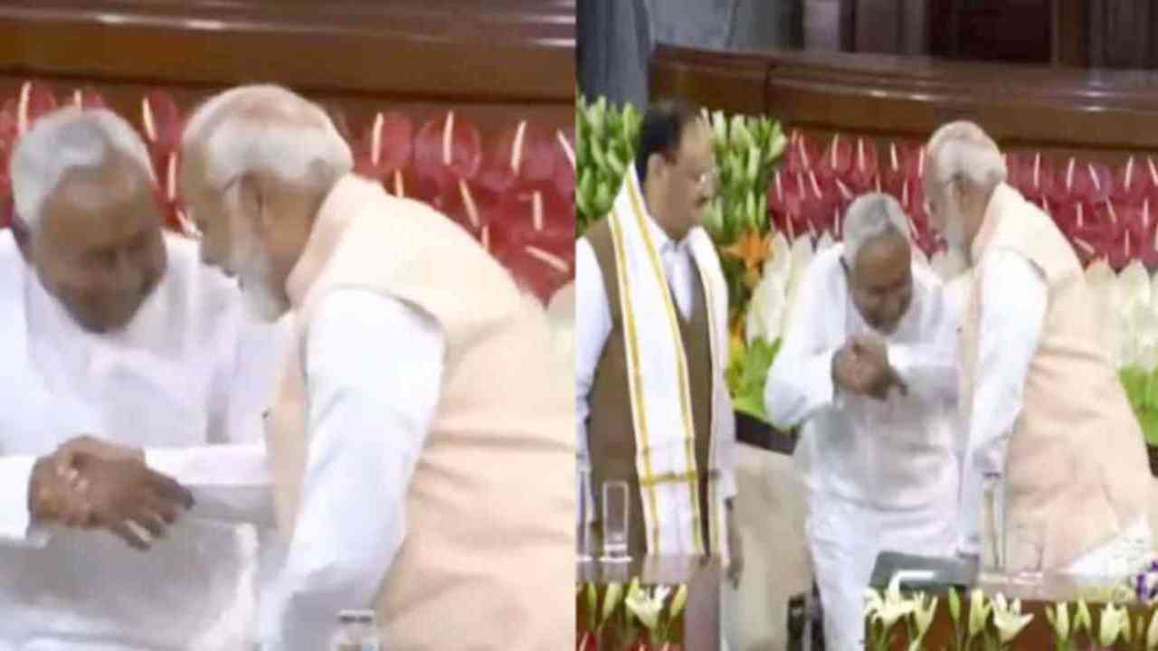 NDA Meeting: नीतीश कुमार ने पीएम मोदी के पैर छुए, NDA बैठक में बोले- अगली बार जब आप आइएगा तो...